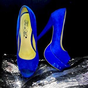 Royal Blue Peep Toe Stilettos Size 8